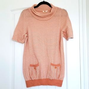 Anthropology Moth Cowl Neck Tunic Sweater, Pink Stripes (XS)